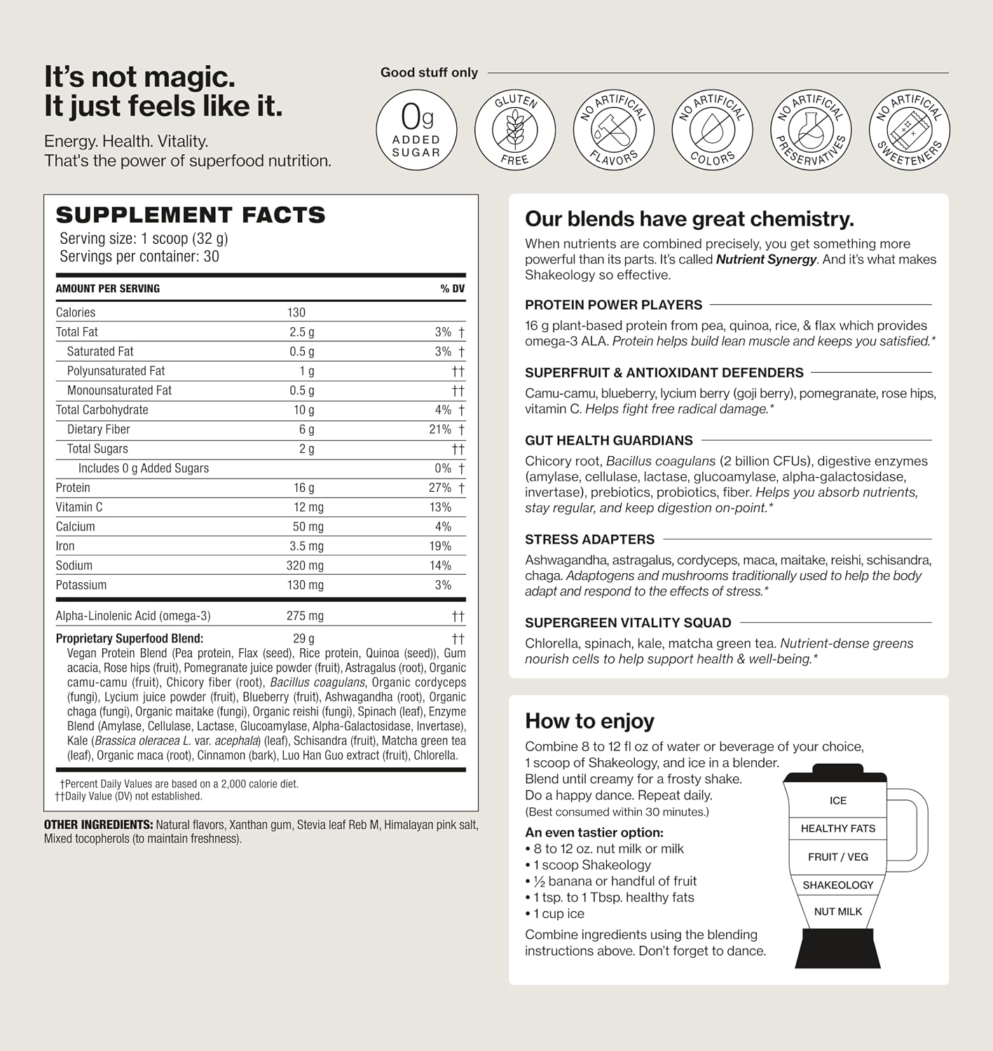 Shakeology 0g Added Sugar Plant Based Protein Powder - Vanilla, 30 Servings