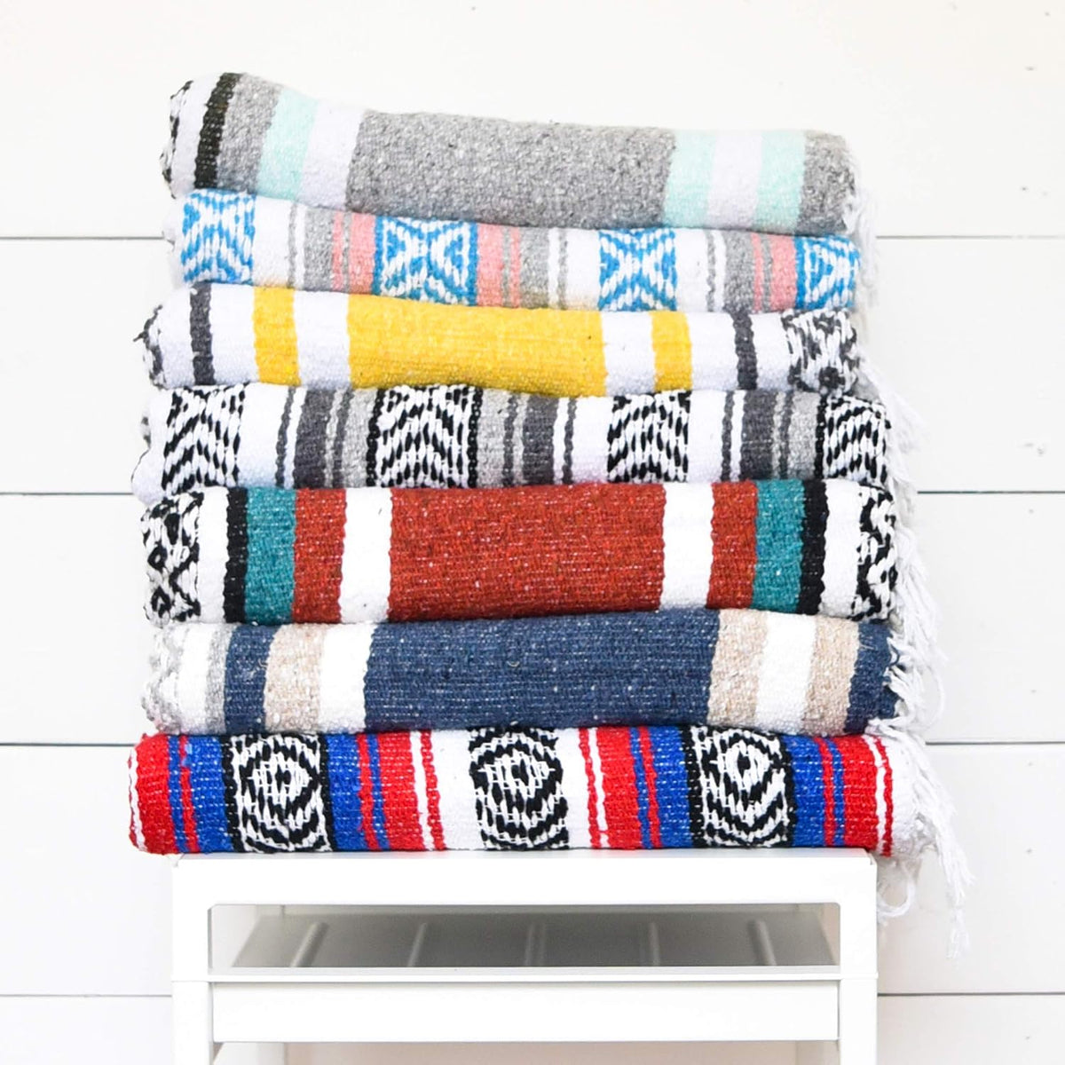 Black and Gray Mexican Blanket by Laguna Beach Textile Co - Beach, Yoga, Camping, or Decorative Throw Blanket - Traditional Handmade Serape - Gray Noir