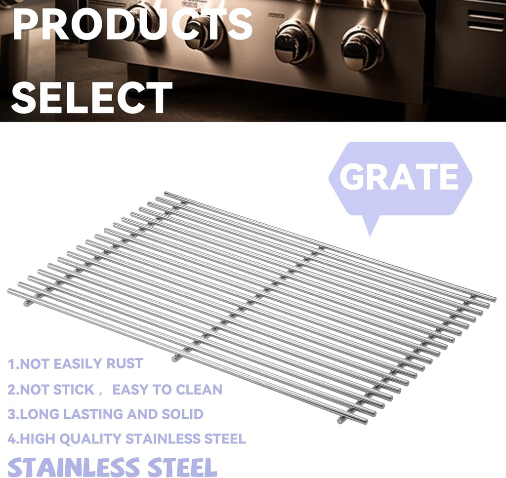 2 Pc 19.5" Stainless Steel Cooking Grates for Weber Genesis 300 Series,Genesis E310 E320 E330 S310 S320 S330 EP310 EP320 EP330 Gas Grill, Cooking Grids Grates Replacement for Weber 7528/7524