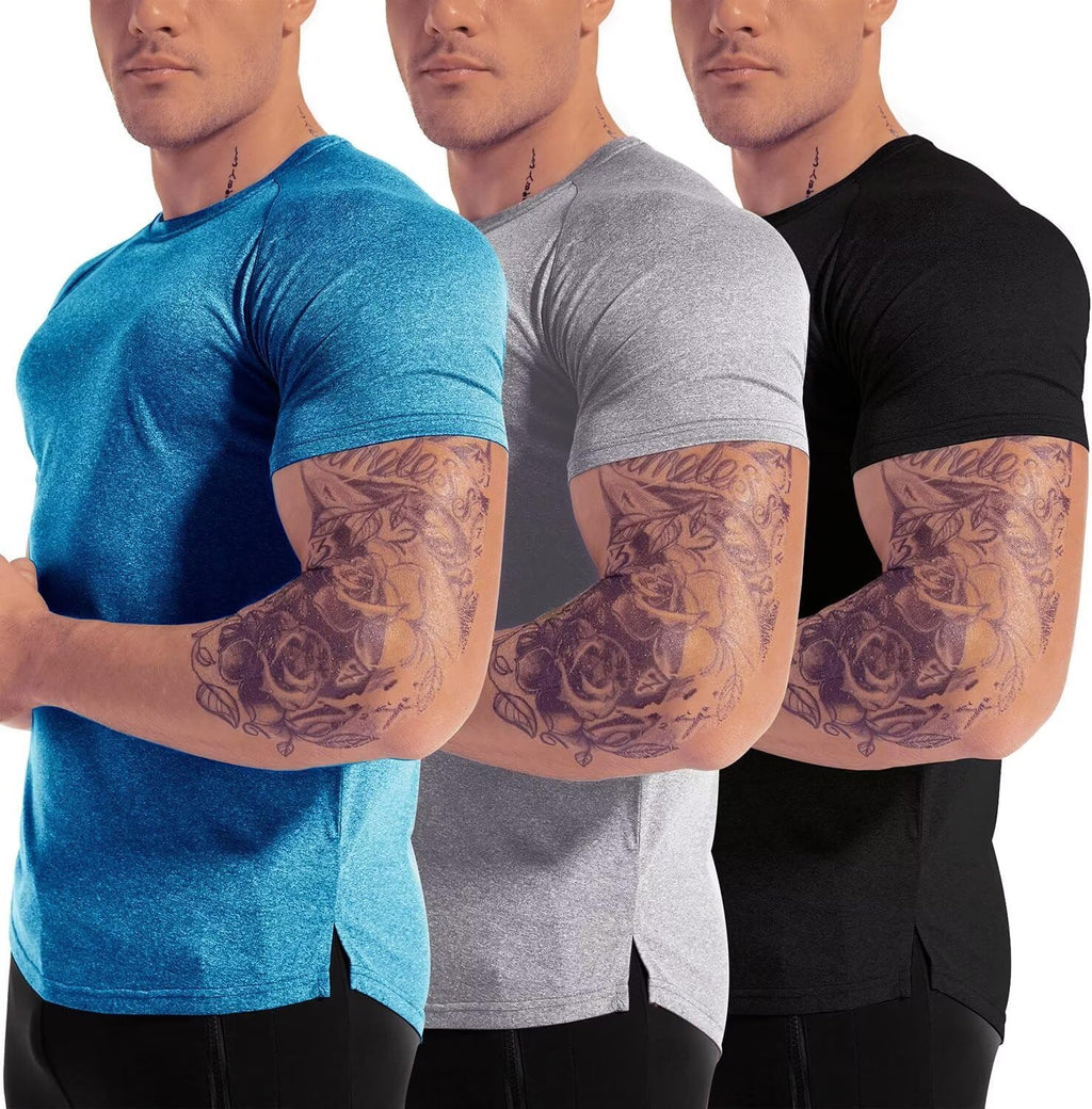 Men's 3pack Dry Fit Workout Gym T Shirts Short Sleeve Moisture Wicking Tops