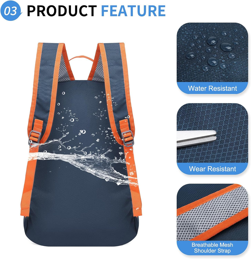 20L Small Hiking Backpack for Women Men Packable Daypack Dark Blue