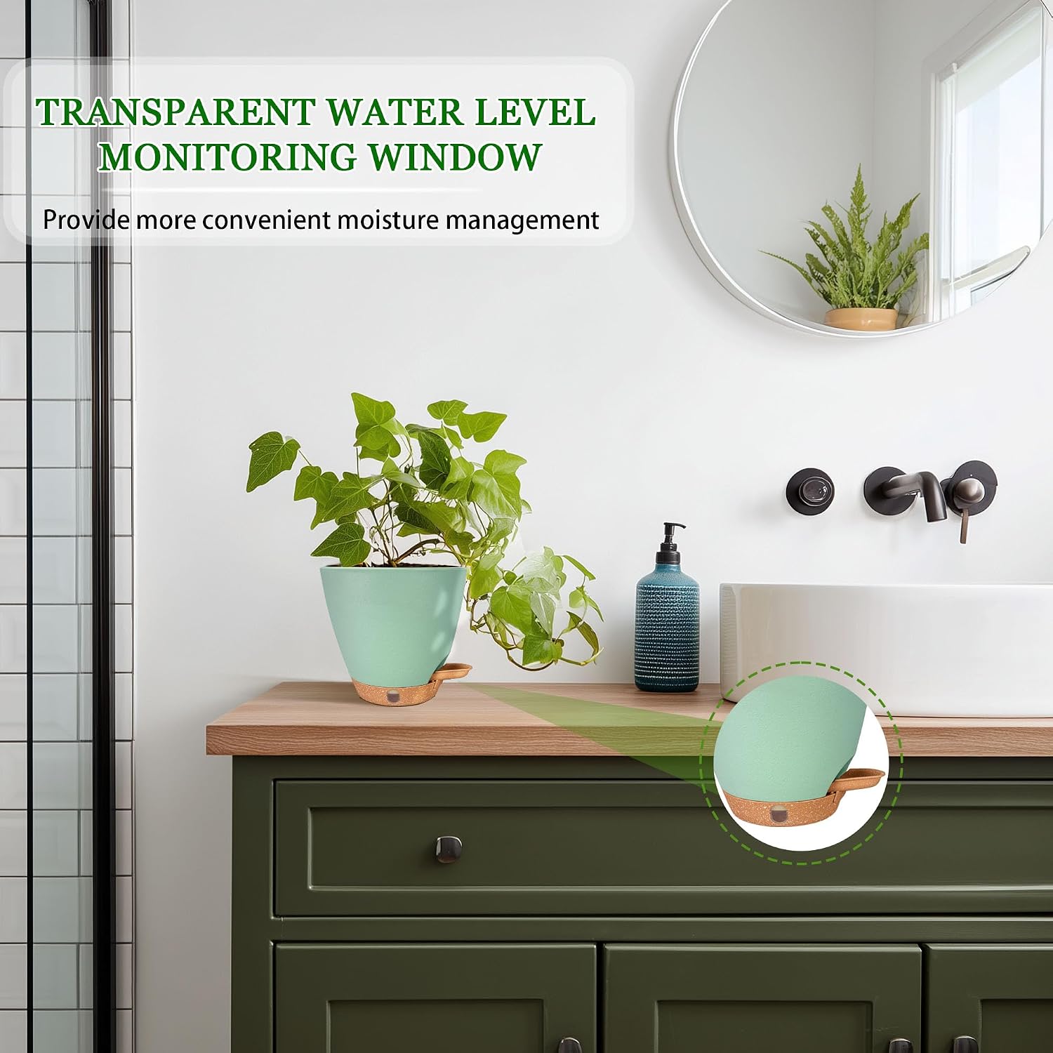 6 Inch Small Plant Pots for Indoor Outdoor Plants, 5-Pack, Self Watering