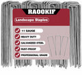 RAOOKIF 12 Inch Galvanized Garden Landscape Staples, 20/50/100/200Pcs Garden Metal Stakes, 11 Gauge Heavy Duty Ground Stakes for Decoration, Fence and Lawn Use, Fabric Pins
