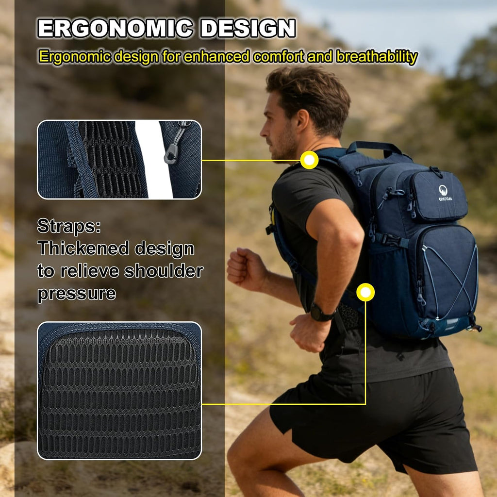 Hydration Backpack 22L, Hiking Backpack with 2L Leakproof Bladder, Sewn-in Rain Cover, Insulated Compartment for Men & Women Running, Cycling, Camping