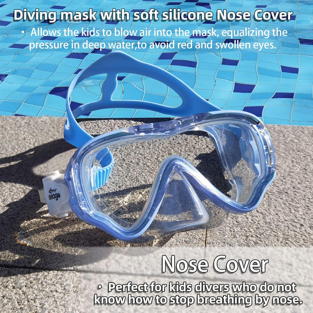 Seago Kids Swim Goggles with Nose Cover Anti-Fog Swimming Mask Youth 5-15