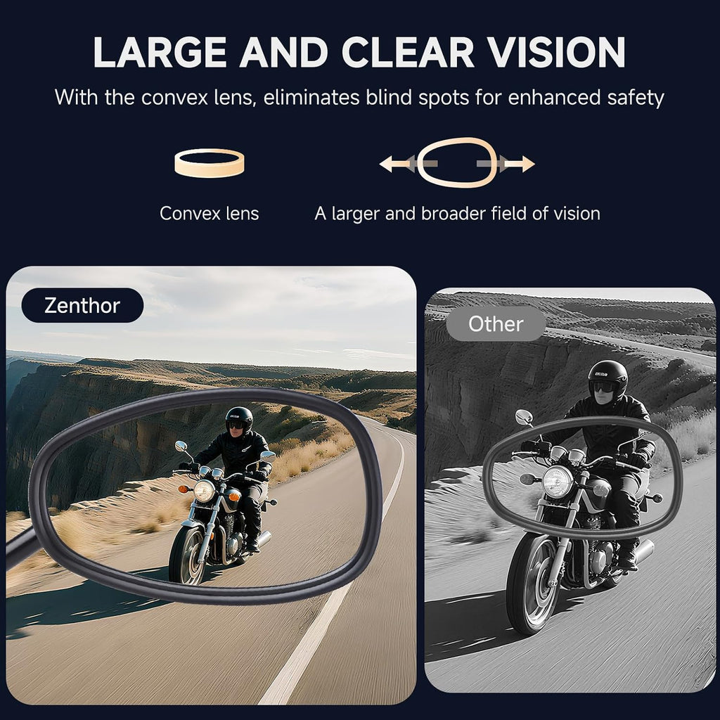 Universal Motorcycle Mirrors - M10 Black Oval Handlebar Rearview Mirrors Compatible with Honda Shadow MSX125 Kawasaki Vulcan Z900 Suzuki SV650 Volusia