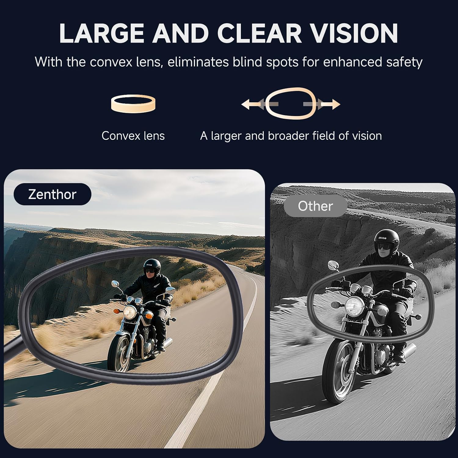 Universal Motorcycle Mirrors - M10 Black Oval Handlebar Rearview Mirrors Compatible with Honda Shadow MSX125 Kawasaki Vulcan Z900 Suzuki SV650 Volusia