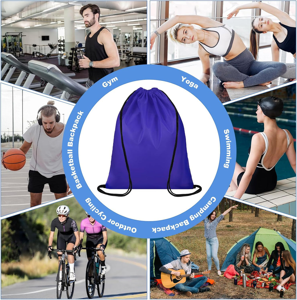 Dntorx 48 Pack Drawstring Backpacks, Waterproof Nylon Cinch Bags, 12 Colors