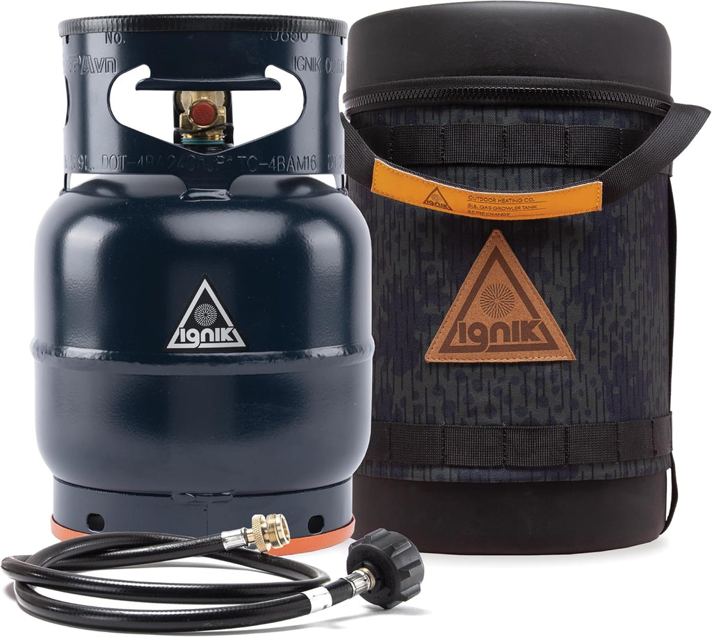Ignik Refillable Gas Growler Deluxe 5-Pound Empty Propane Tank with Carry Case and Adapter Hose