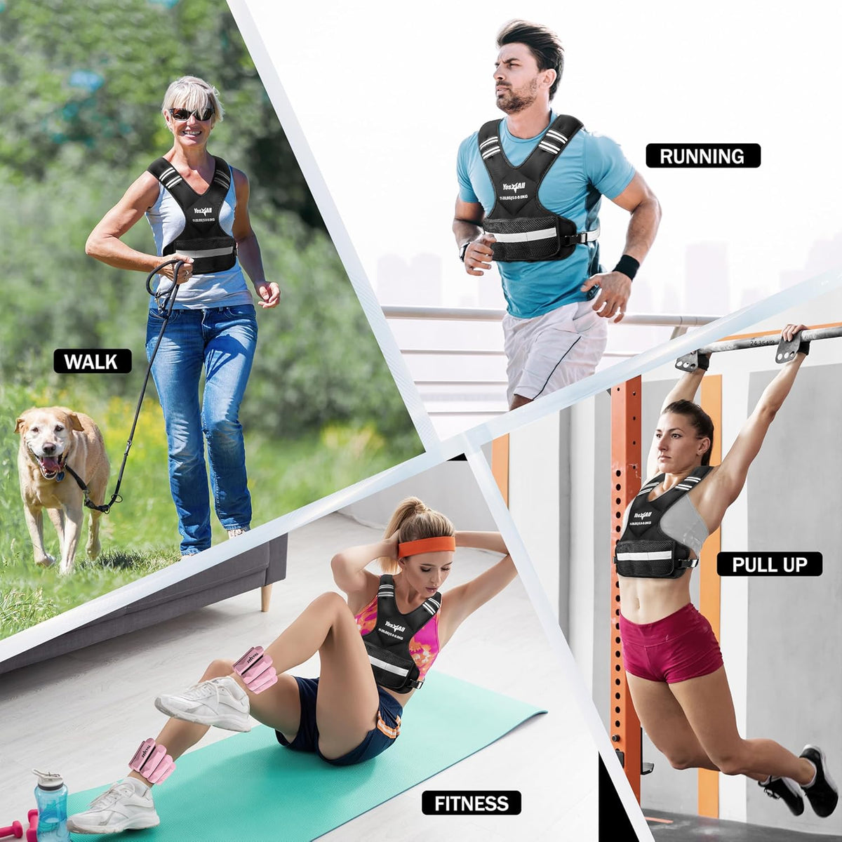 Yes4All Adjustable Weighted Vest with Reflective Strip
