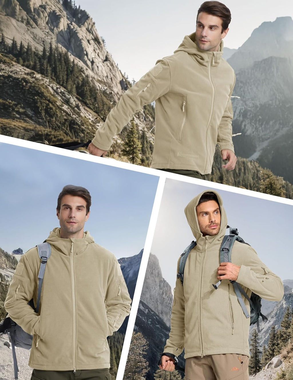 CRYSULLY Men's Military Tactical Sport Warm Fleece Hooded Outdoor Adventure Jacket Coats