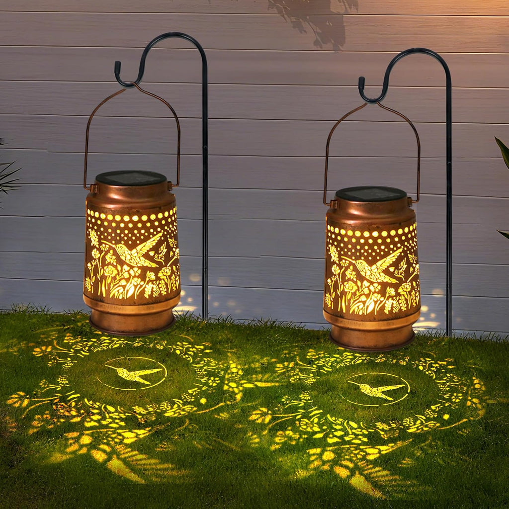 Hummingbird Solar Lantern - Waterproof Hanging Lantern for Outside-Outdoor Decorative Solar Lanterns for Garden, Patio, Backyard, and Porch Perfect Gifts for Women