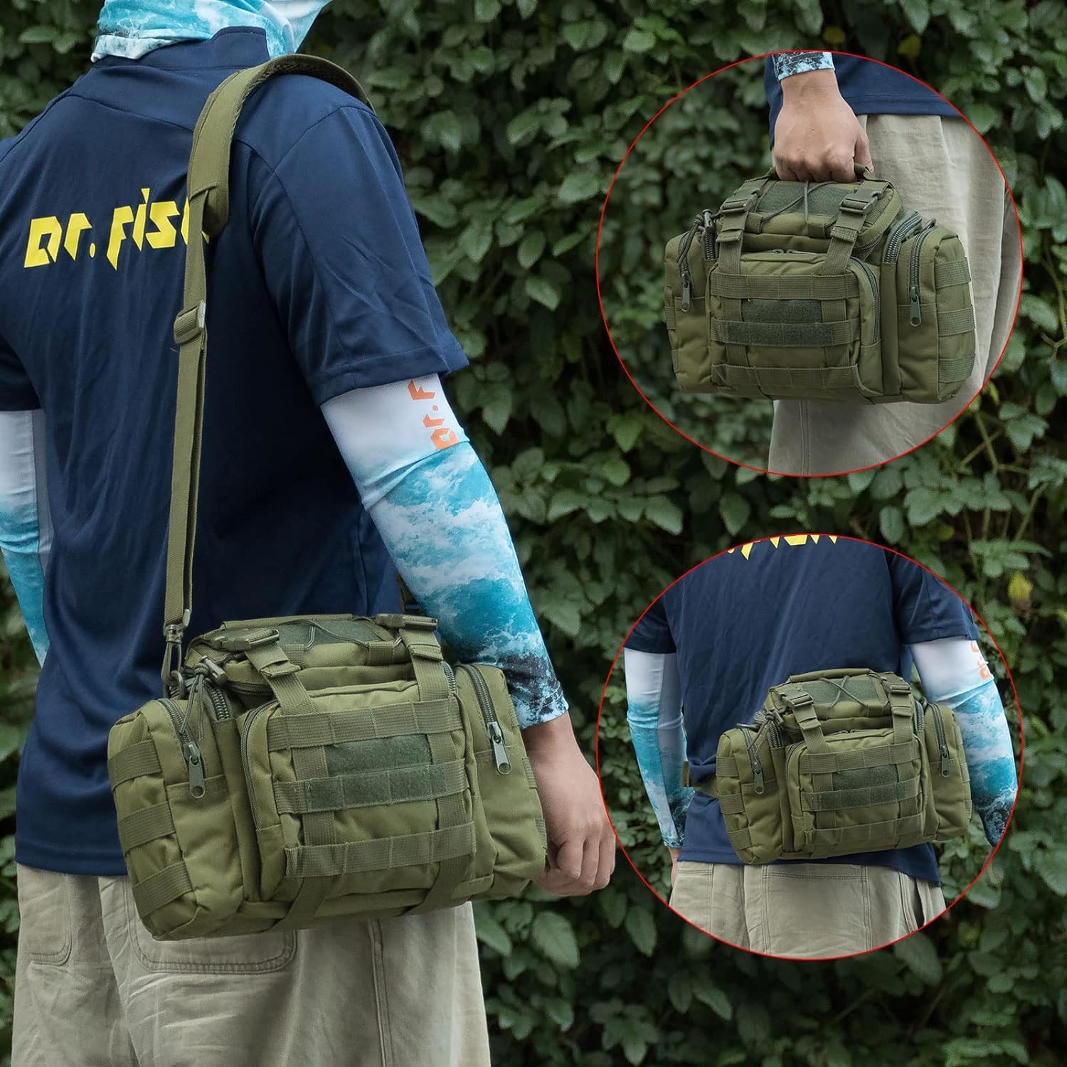 Dr.Fish Tackle Bag with 60 Fishing Lures Spinners Soft & Hard Baits