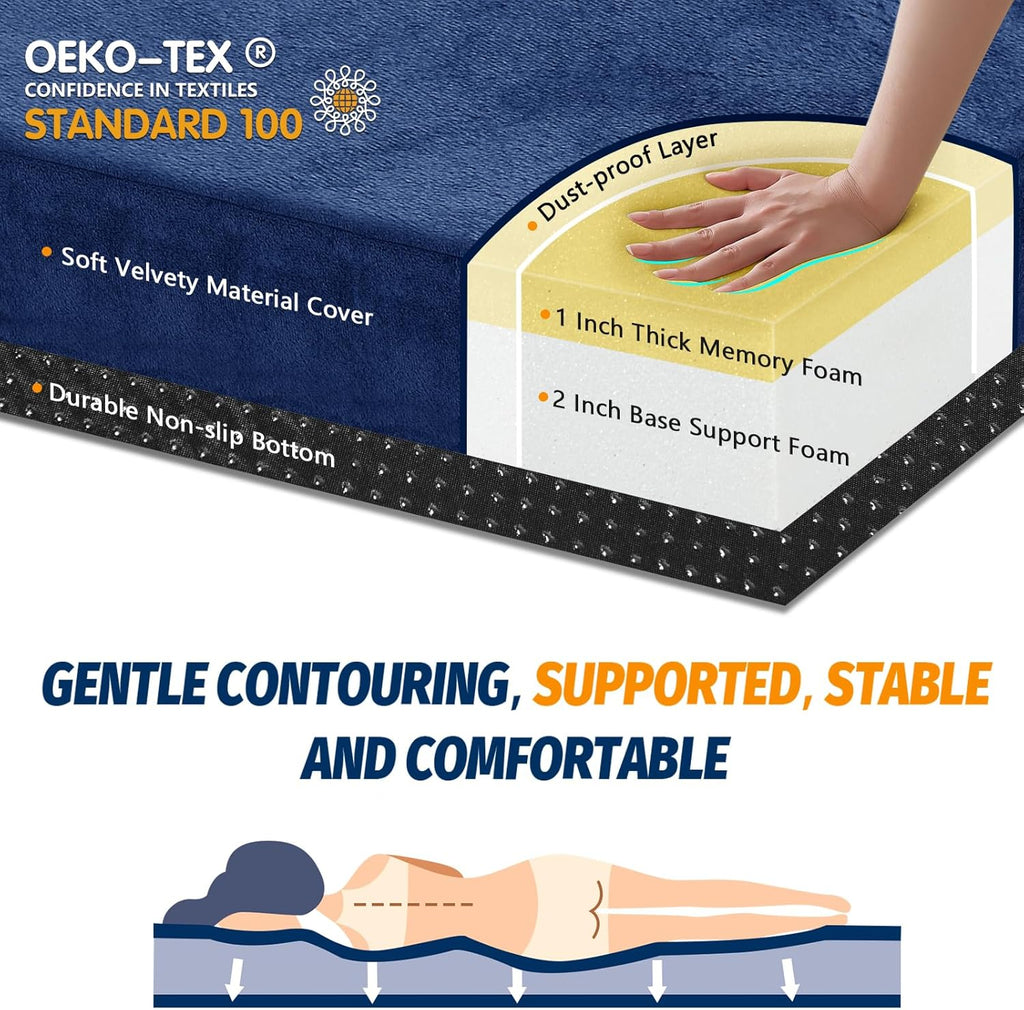 CYMULA Memory Foam Camping Mattress Pad, Sleeping Mat, Portable Roll Up Mattress for Adults, Camping Bed Pads for Sleepover, Car Bed with Travel Bag