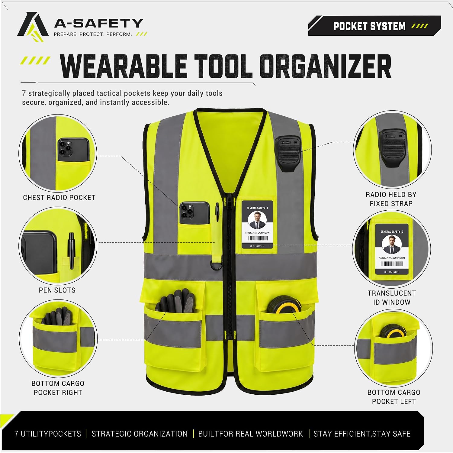 A-SAFETY High Visibility Reflective Safety Vest Customize Logo (XS-8XL)