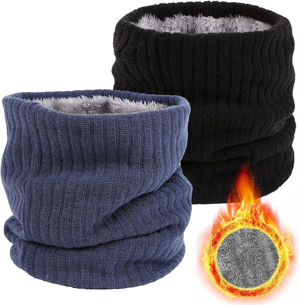 Winter Fleece Neck Warmer Mens Ski Mask Face Warmer Neck Gaiter Neck Scarf Women Thick Windproof 2 Pack