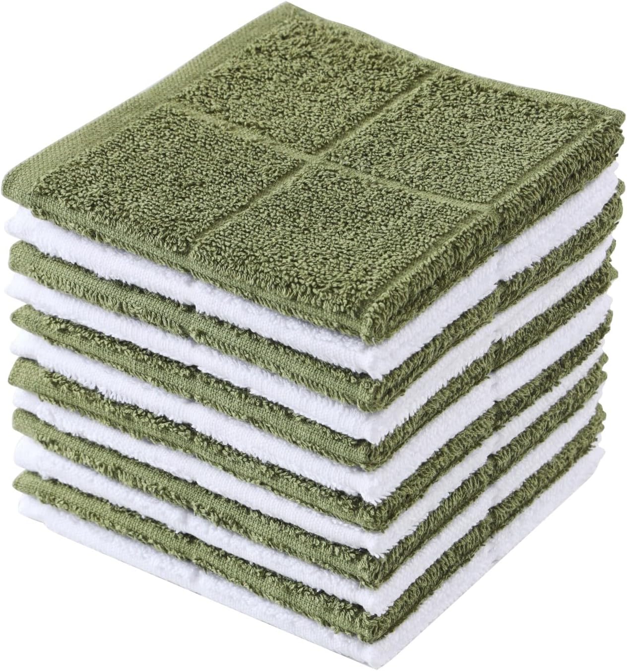 Glynniss Kitchen Dish Cloths for Washing Dishes, Green Terry Dish Rags