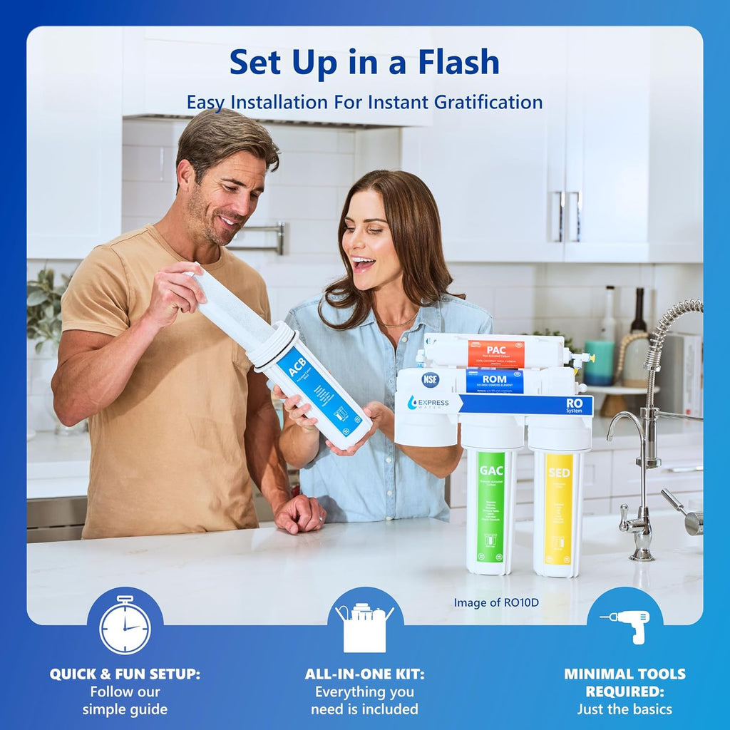 Express Water ROALK10D, 10-Stage Under Sink RO System, Alkaline, 100 GPD