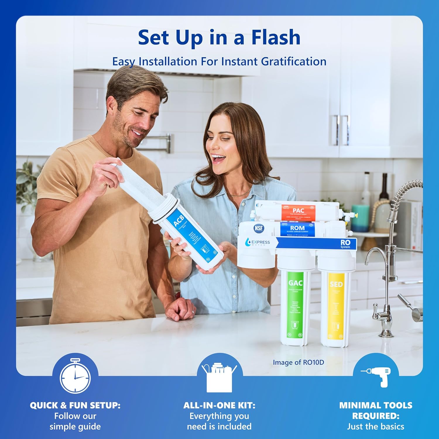 Express Water ROALK10D, 10-Stage Under Sink RO System, Alkaline, 100 GPD