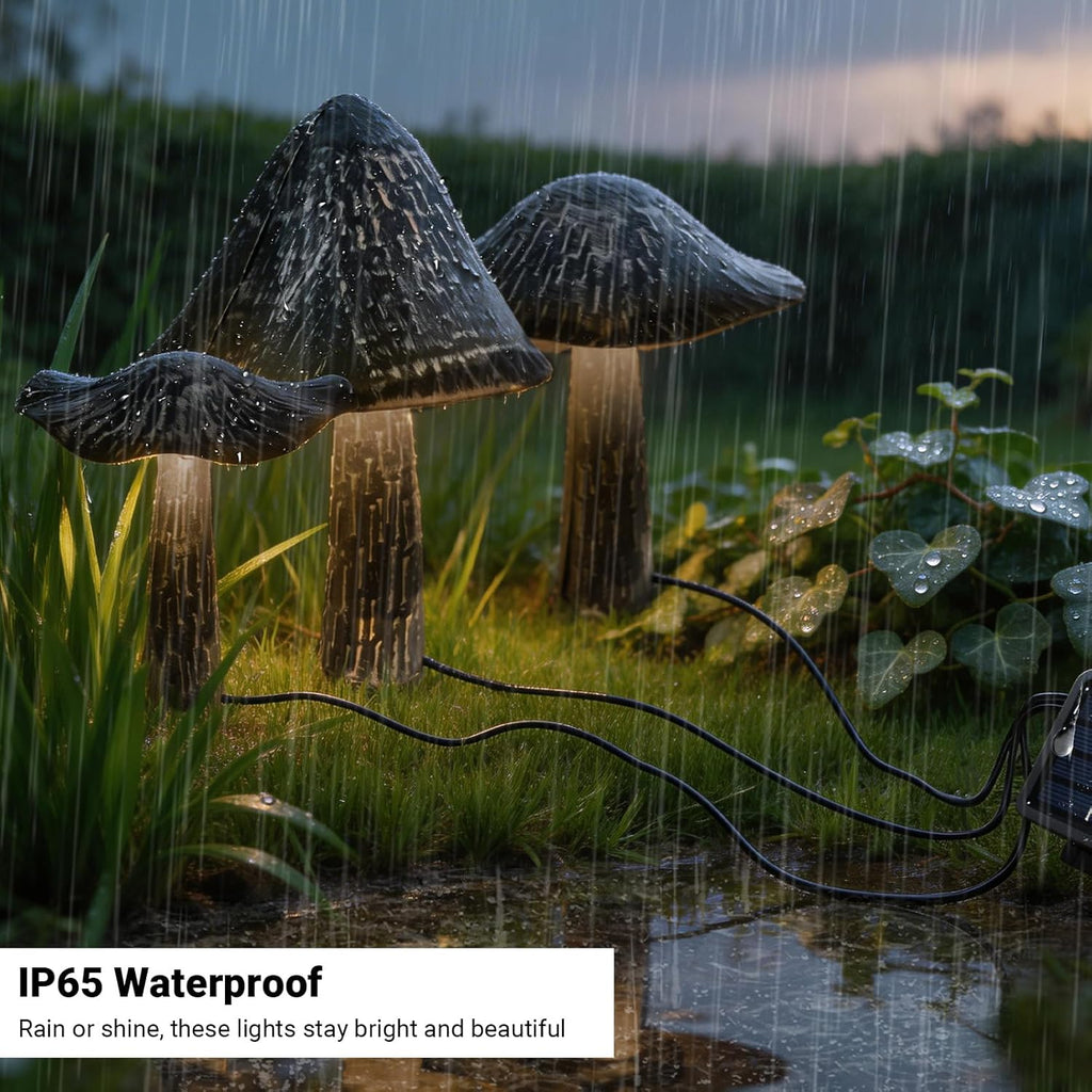 Solar Lights Outdoor Decor, Solar Metal Mushroom Yard Decorations Outdoor