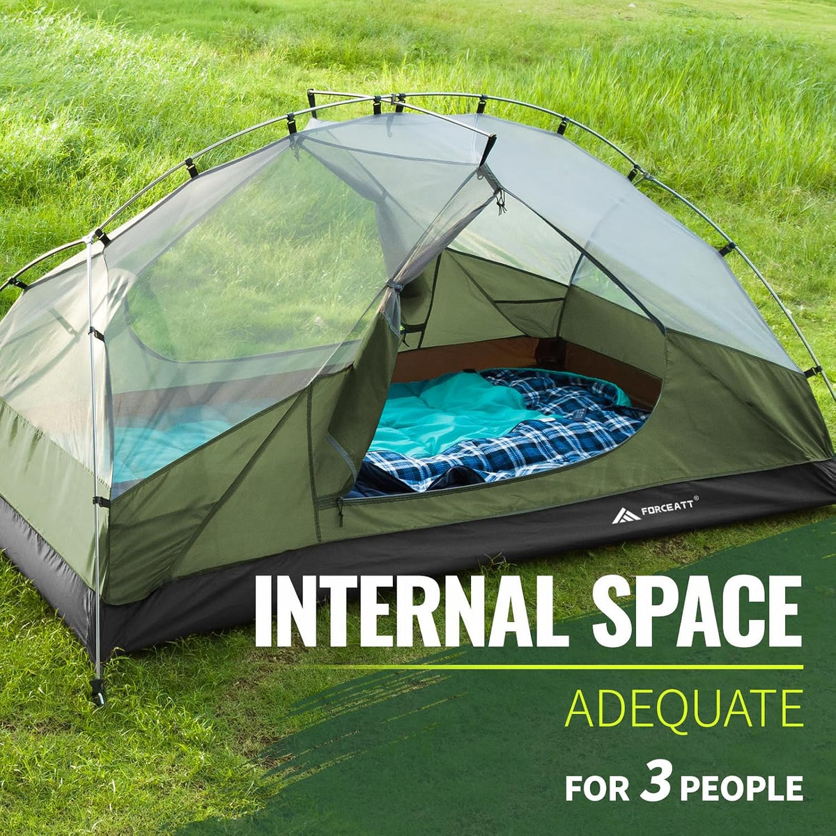 Forceatt Tent for 2 and 3 Person is Waterproof and Windproof, Camping Tent for 3 to 4 Seasons,Lightweight Aluminum Pole Backpacking Tent Can be Set Up Quickly,Great for Hiking