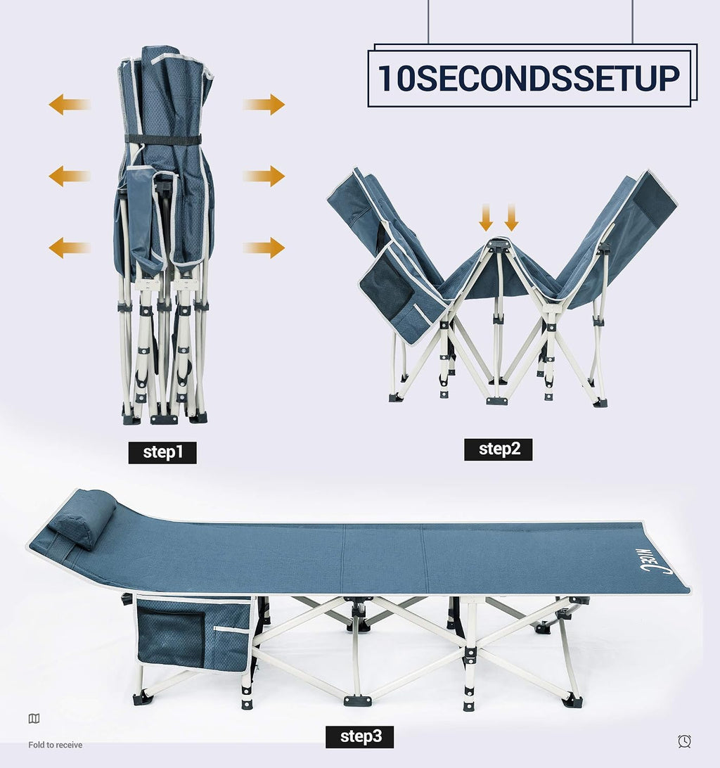 Nice C Camping Cot for Adults, Folding Camping Cot (2 Pack, Grey)