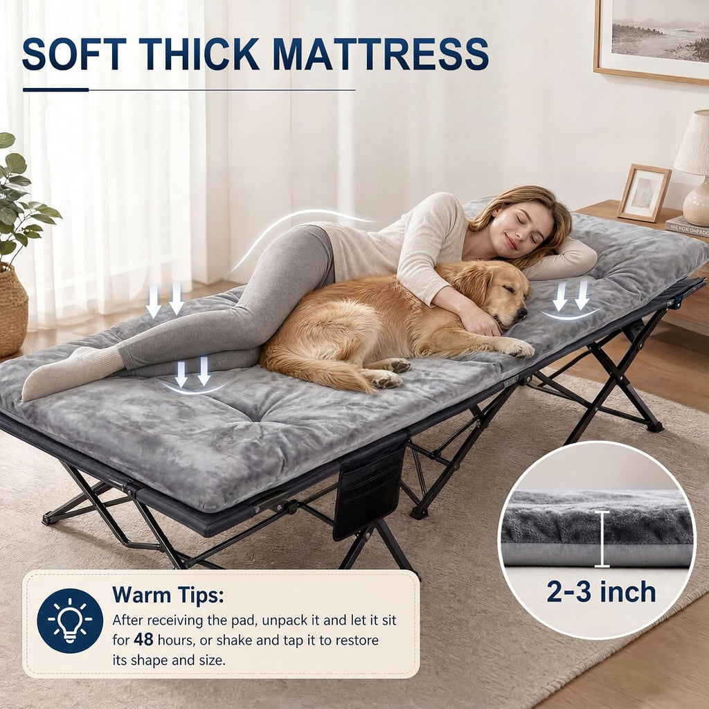 SWTMERRY Cot Mattress Topper - Quilted Cot Pads for Camping, Soft Comfortable Sleeping Cot Mattress Pad Only, Camping Pad 75"x28" for Camp Cot/Rv Bunk/Narrow Twin Bed
