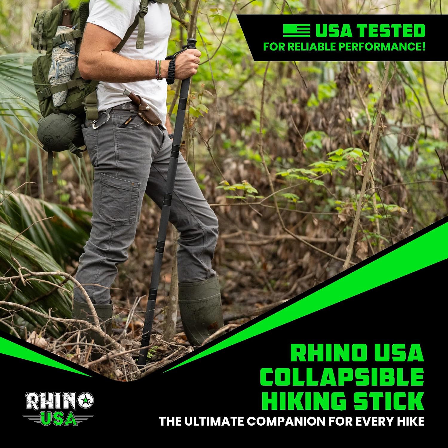 Rhino USA Survival Hiking Stick Multi-Tool - Walking Staff for Camping