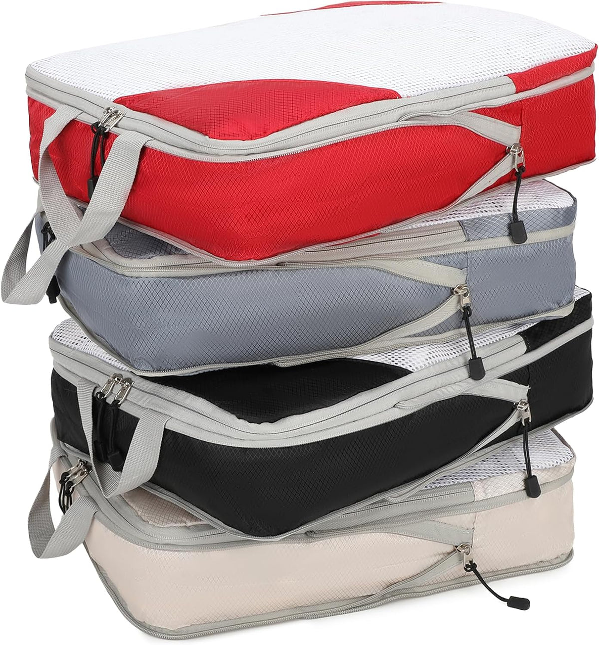 Barsine Large Compression Packing Cubes for Travel, 4-Pack Extra Large Packing Cubes with Double Compression Zipper, Luggage Organizers for Carry On, Cruise, Family Vacation & Business Travel