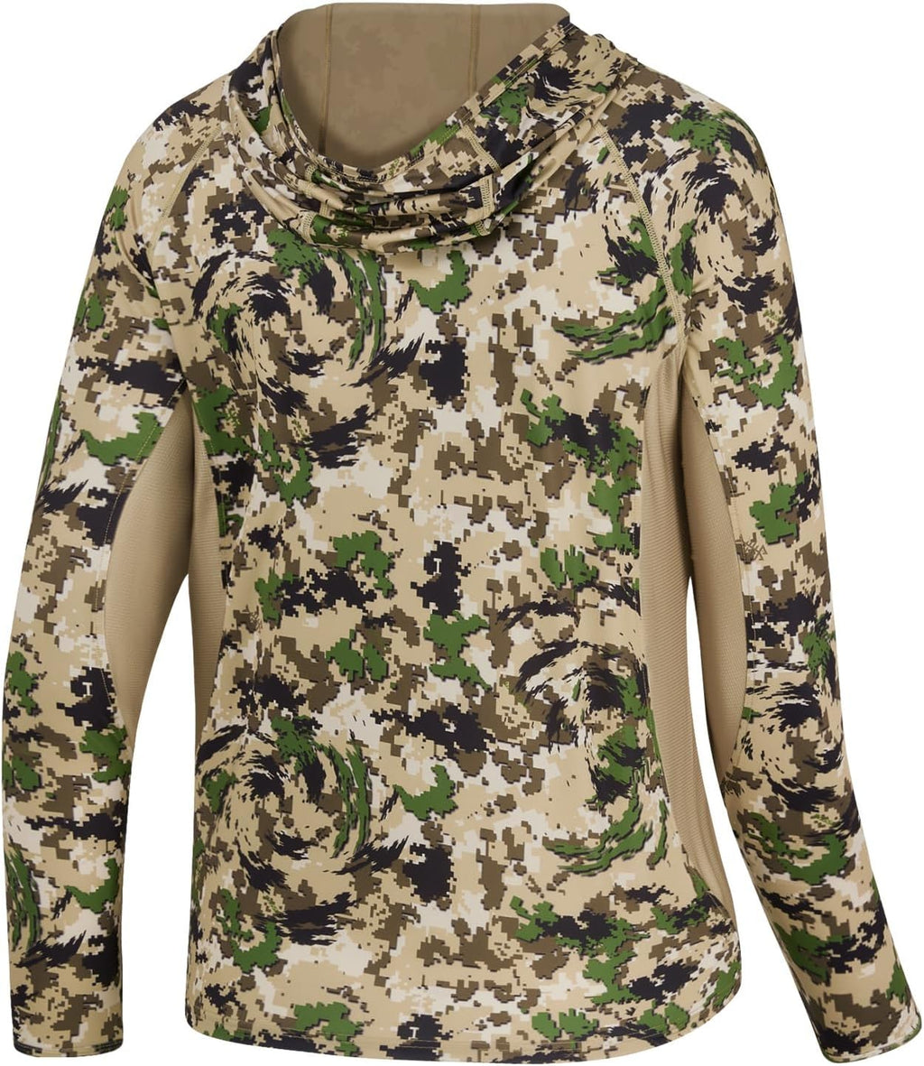 BASSDASH Men's UPF 50+ Lightweight Hunting Camo Hoodie Quick Dry Performance Long Sleeve Fishing Shirt with Hood FS30M