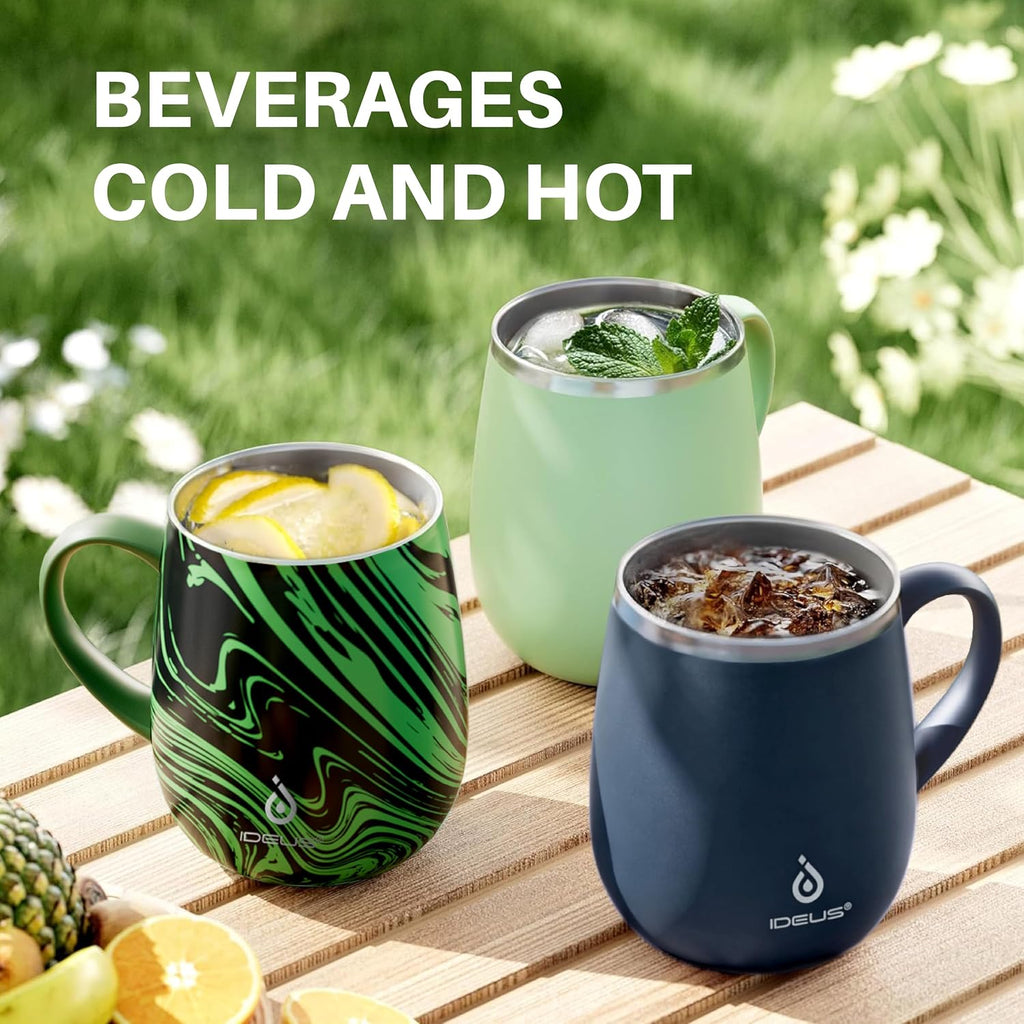 Ideus 16 oz Insulated Coffee Mug with Lid and Handle (Avocado Green 2.0)
