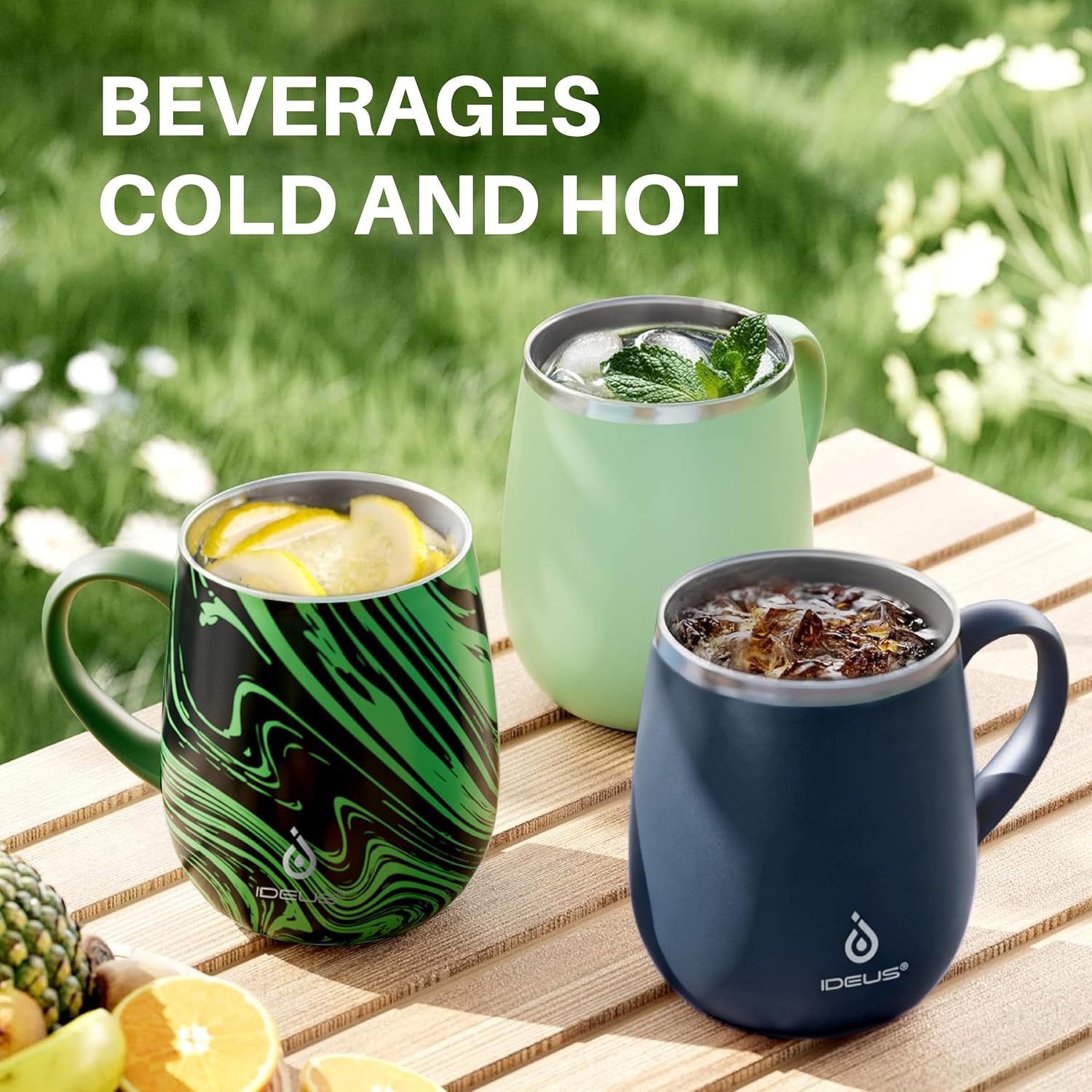 Ideus 16 oz Insulated Coffee Mug with Lid and Handle (Avocado Green 2.0)