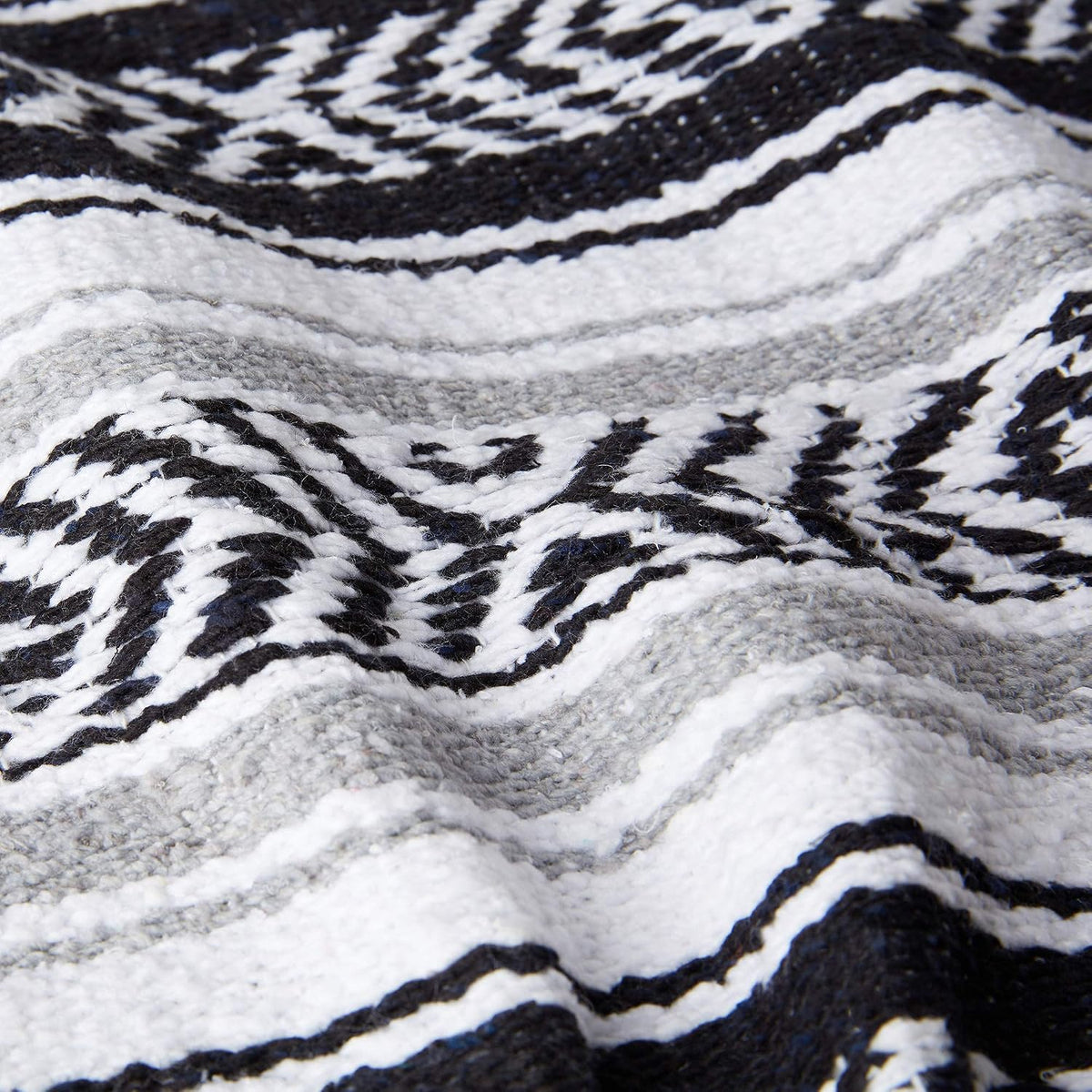 Black and Gray Mexican Blanket by Laguna Beach Textile Co - Beach, Yoga, Camping, or Decorative Throw Blanket - Traditional Handmade Serape - Gray Noir