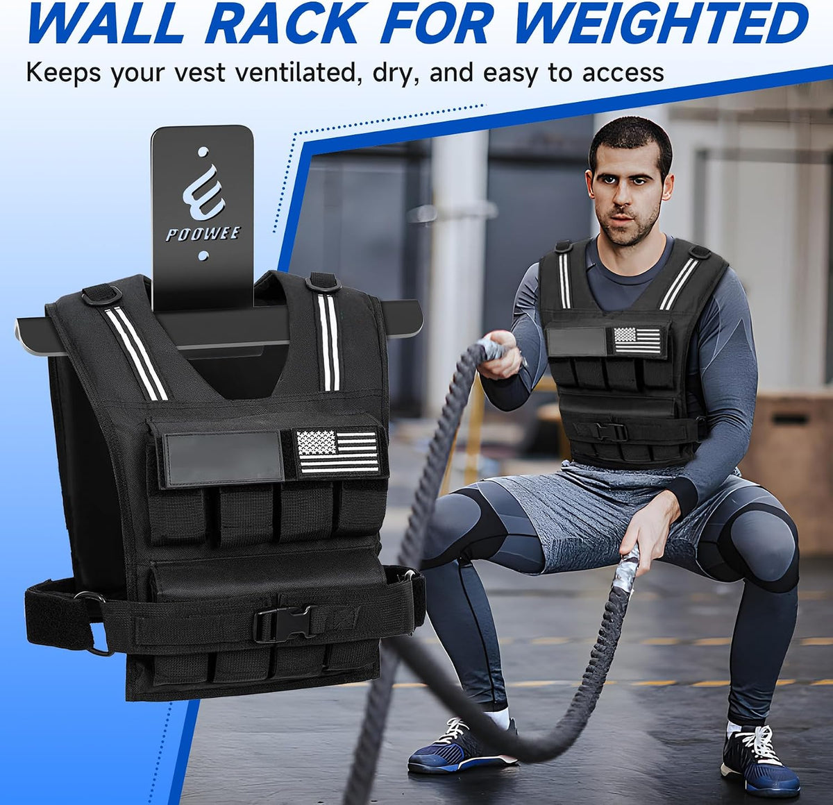 Weight Vest Hanger Wall Mount - Heavy Duty Steel Tactical Vest Wall Mount for Home Gym Gear, Weighted Vest Storage Rack for Backpacks, Body Armor Carrier, Weighted Vest Hook - Hold Up To 200Lbs
