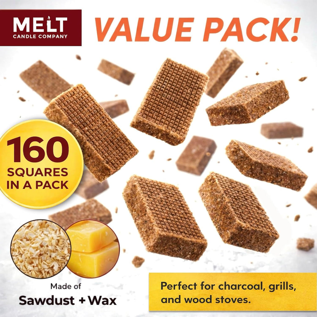 Melt Candle Fire Starter (160 Cubes) for Indoor Fireplace & Wood Stove