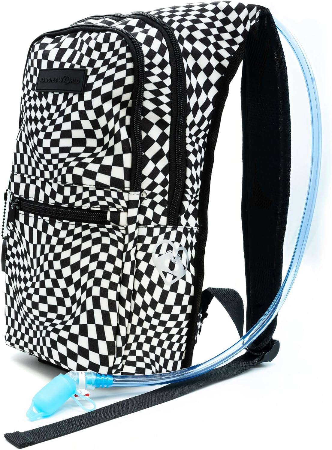 Kandies World Reflective Festival Hydration Pack - 2L Hydropack for Raves, Hiking, Biking, Running, and More (with Anti-Theft Pocket)