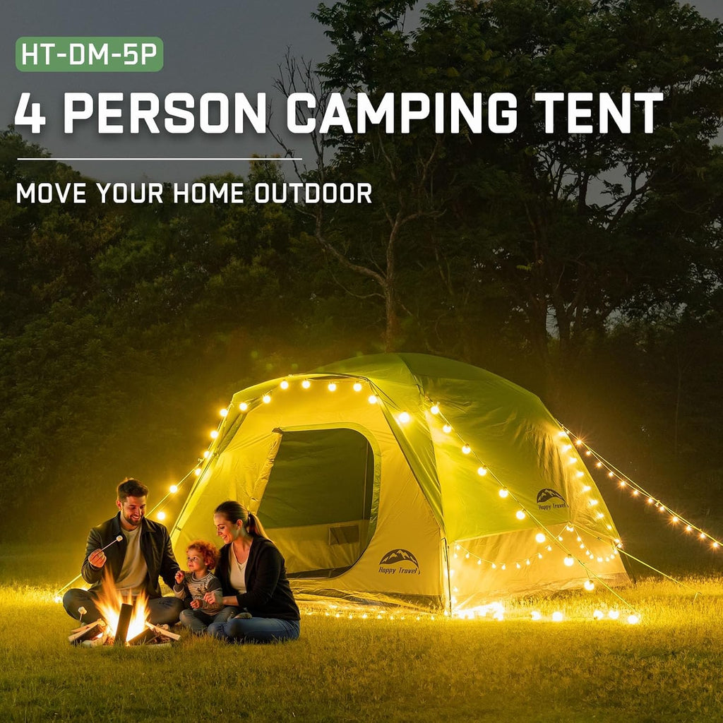 Happy Travel Camping Tent, 4/6 Person Dome Tents for Camping with Rainfly