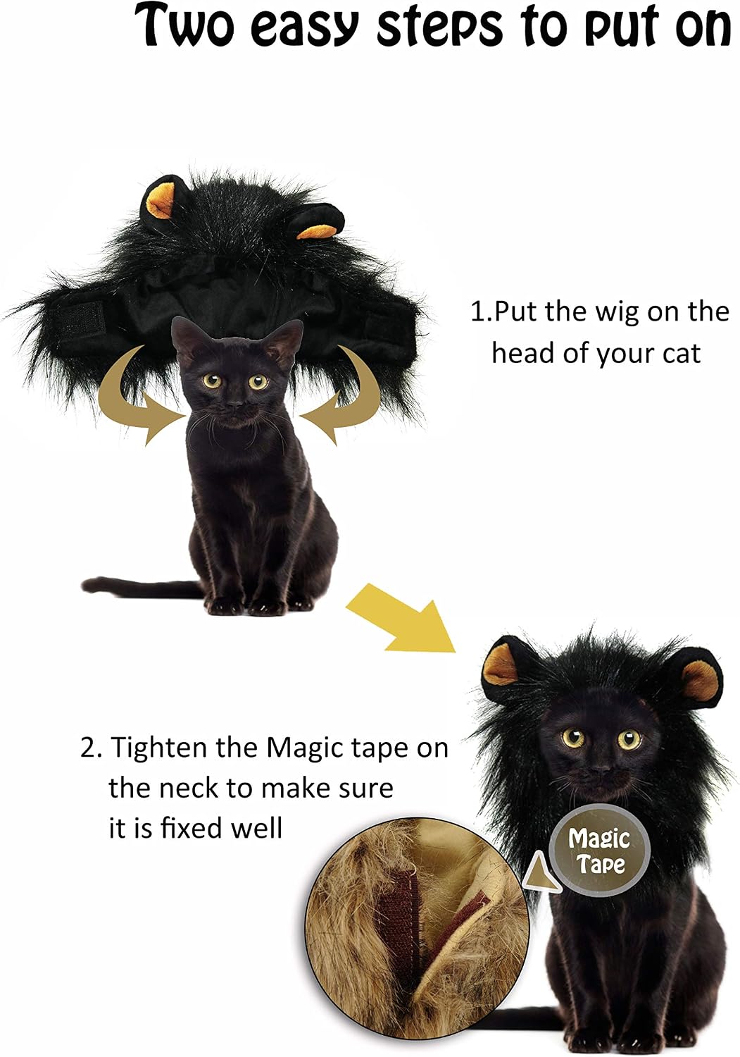Onmygogo Lion Mane Wig for Cats and Dogs, Funny Pet Cat Costumes for Halloween Christmas, Furry Pet Clothing Accessories