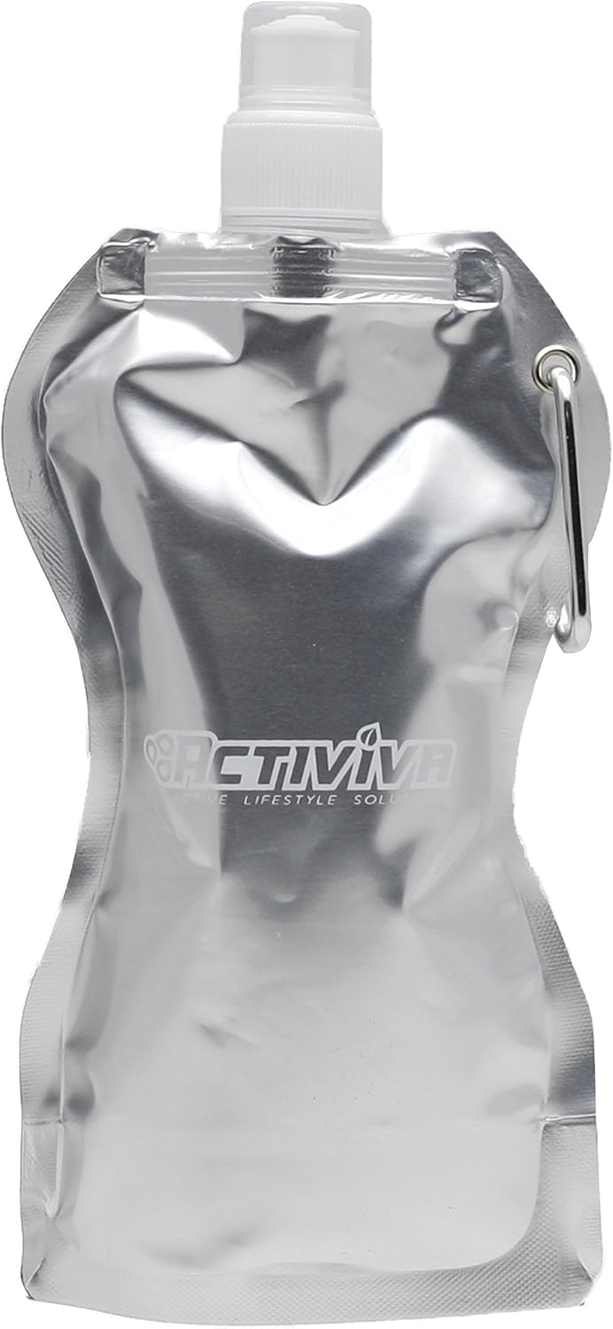 Collapsible Reusable Water Bottle with Carabiner Clip Light Weight Leak Proof Foldable Drinking Water Bottle - Non-Toxic BPA Free - 16.9 oz - 4 Pack