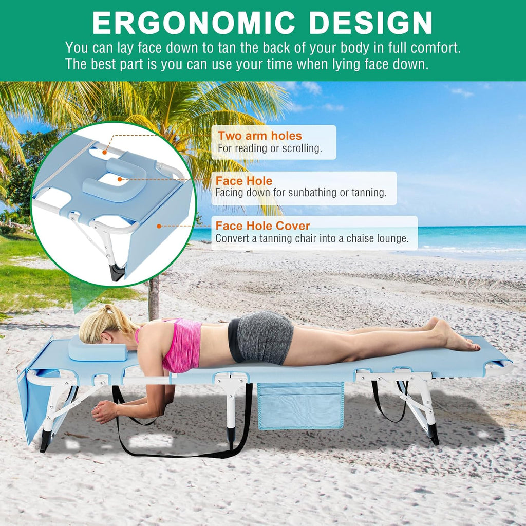 LILYPELLE Folding Chaise Lounge Chair with Pad, Patio Sun Tanning Chair