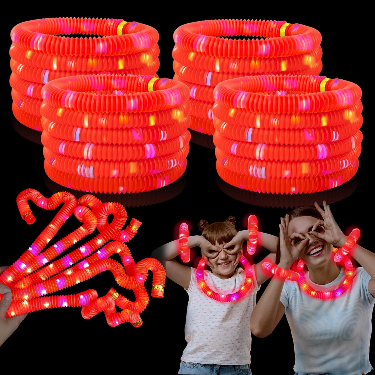 24 PCS Red Glow Sticks Party Favors Supplies Toys Gifts for Kids Adults