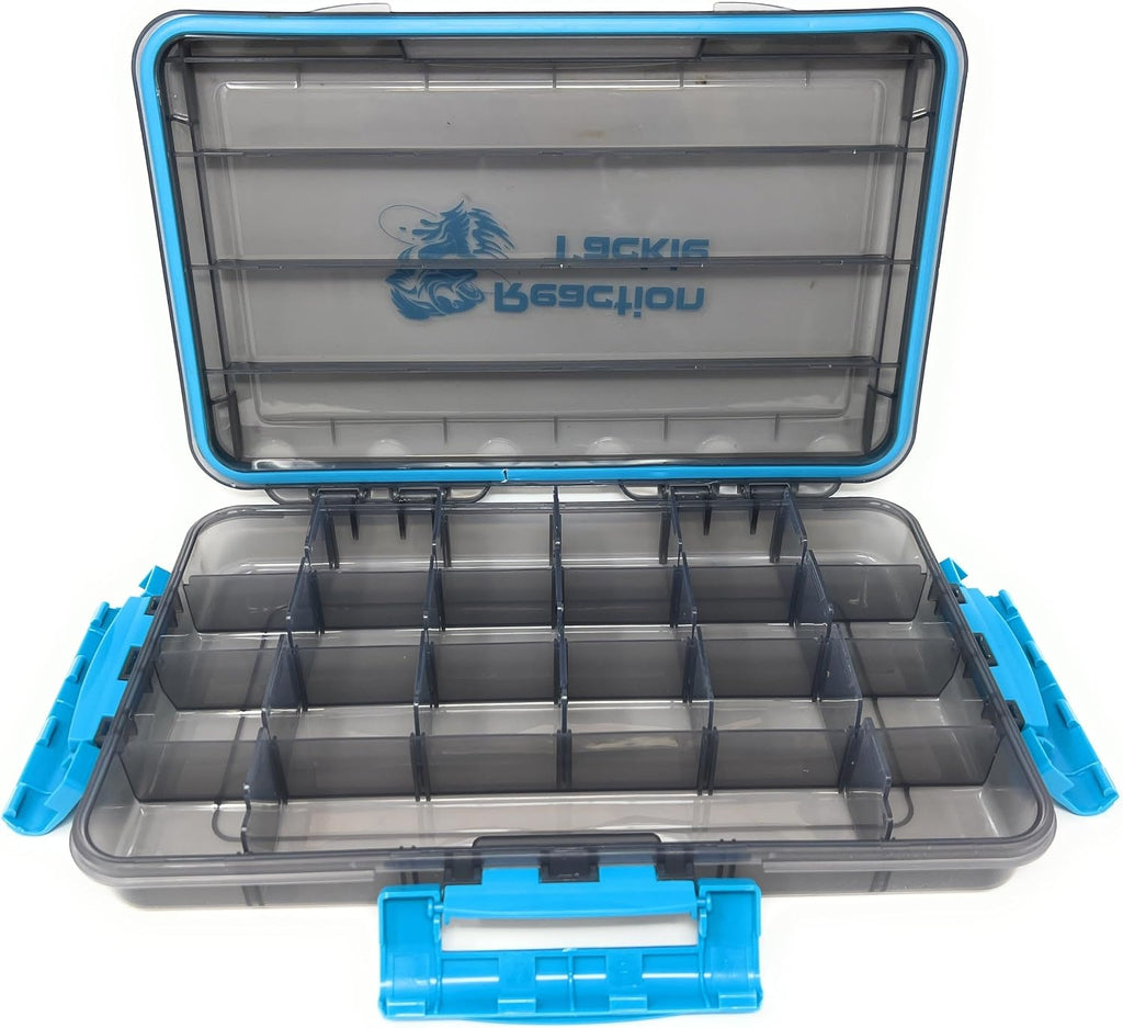 Reaction Tackle Premium Tackle Trays, Water Resistant Fishing Tackle Box Organizers with Triple Clip Closure, Removable Dividers and Clear View Design - 3700 (2-Pack)