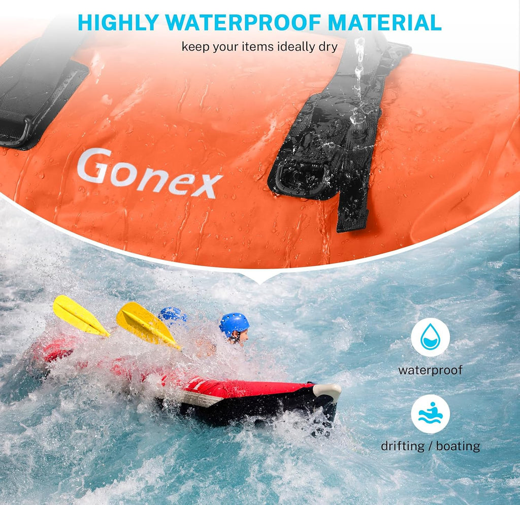 Gonex Waterproof Duffel Bag, 40L/60L/80L Roll-Top Travel Kayaking Dry Bag
