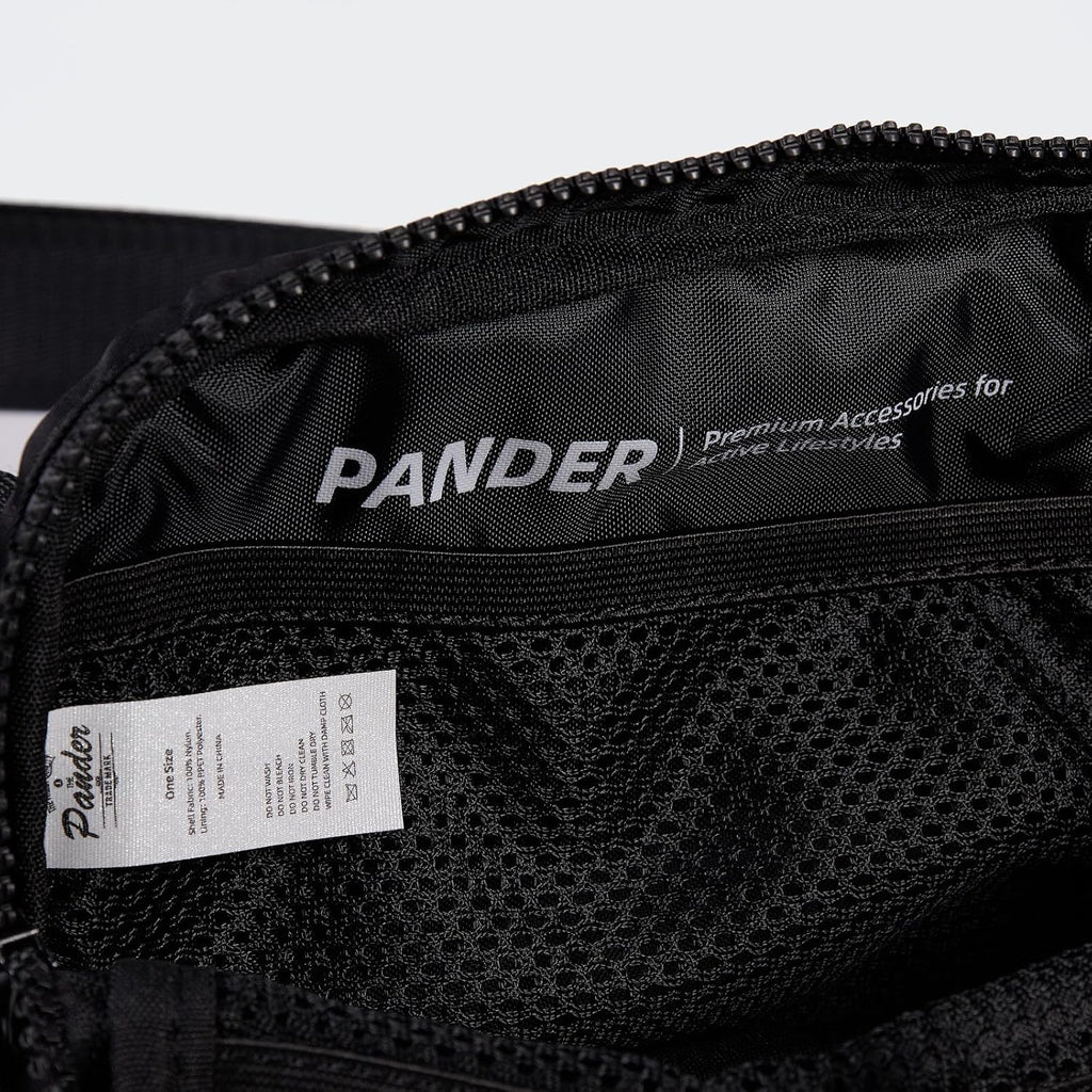 Pander Two Way Zipper Fanny Pack Nylon Everywhere Belt Bag for Women, Water Repellent Waist Packs, Crossbody Bags with Adjustable Strap (Black).