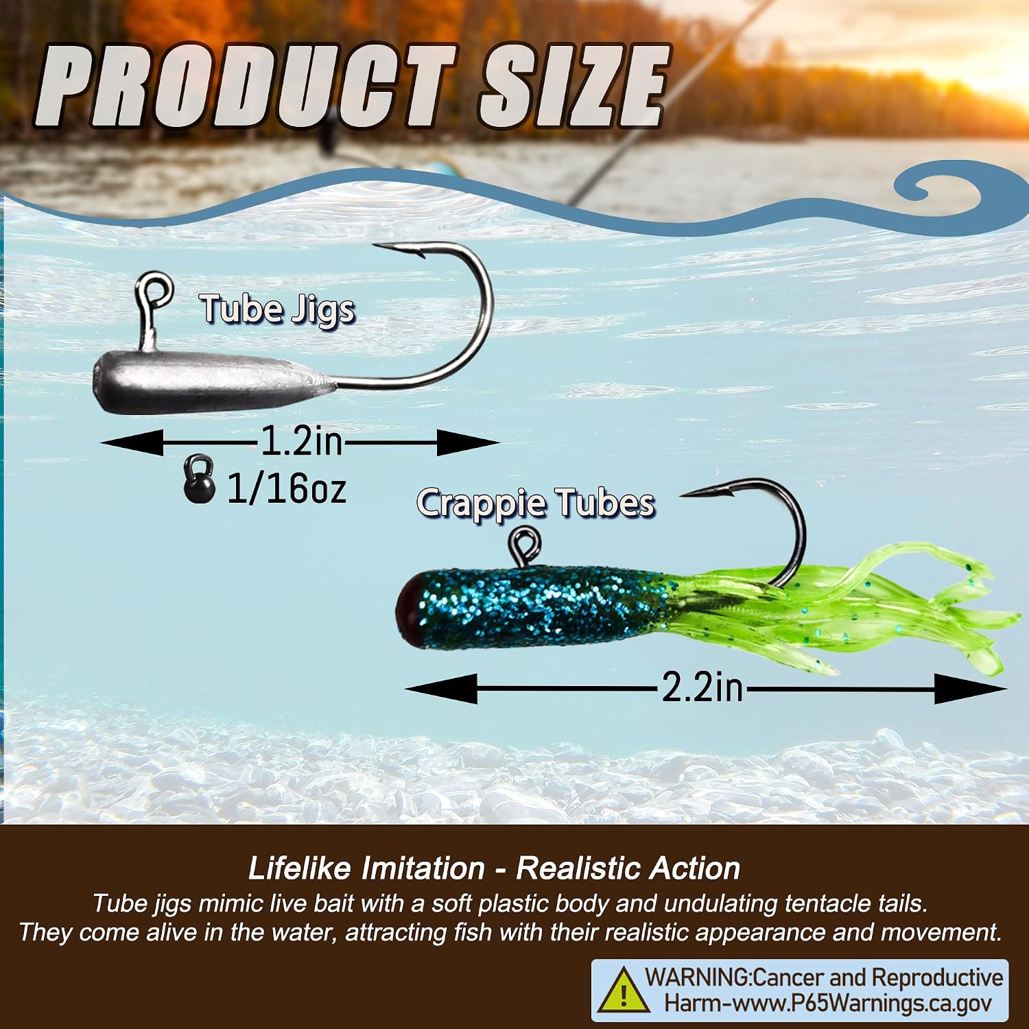 Crappie Tube Lures Jig Heads Soft Plastic Baits Worms Kit