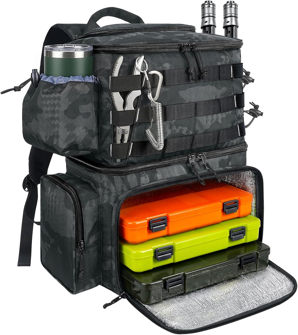 MATEIN Fishing Backpack, Tackle Storage Bag with Rod Holders & Cooler