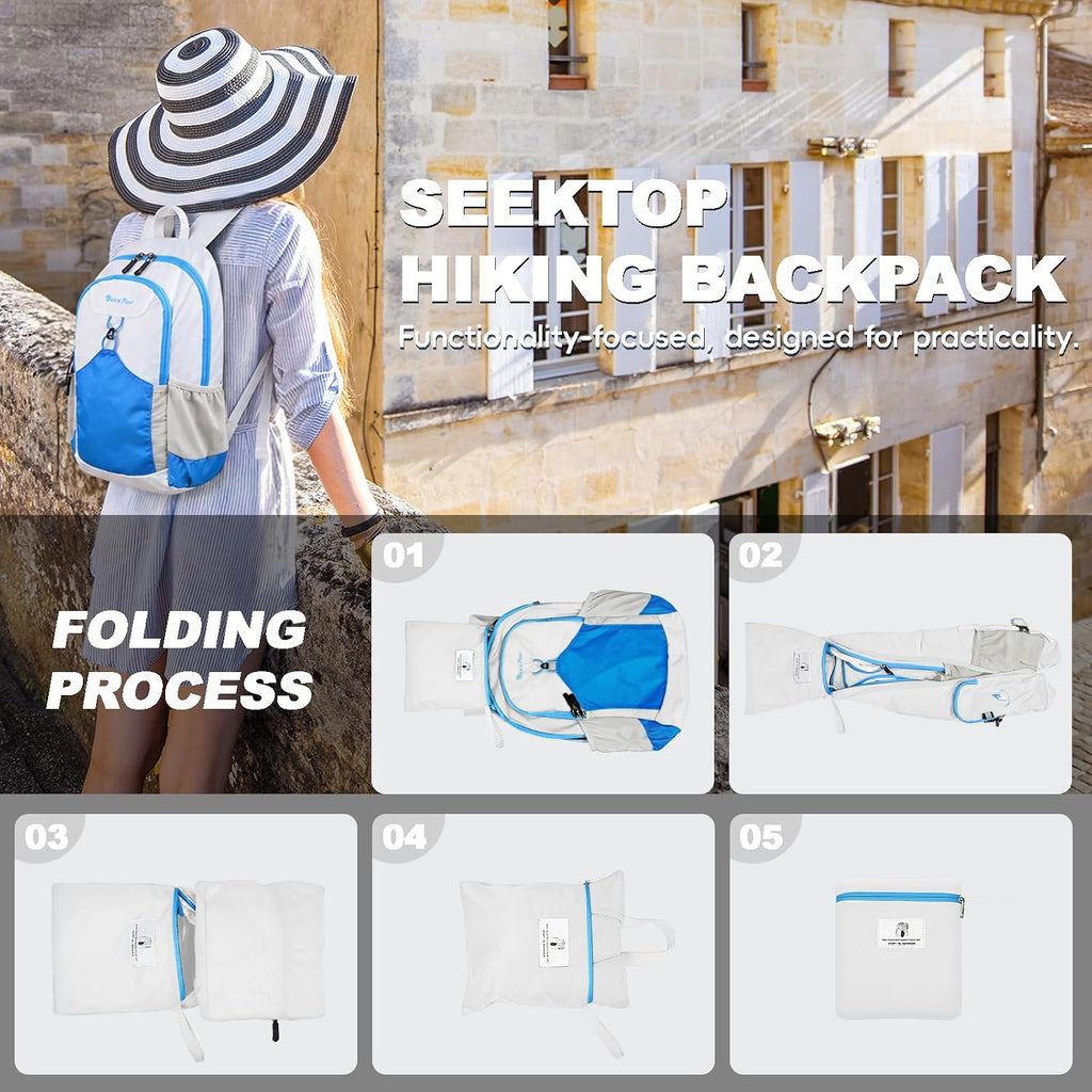 Seektop 15L Foldable Lightweight Hiking Backpack for Men and Women