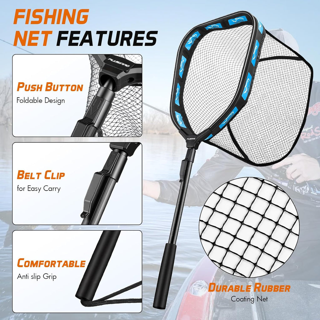 PLUSINNO Fishing Net with Floating Fish Basket, Kayak Fishing Accessories