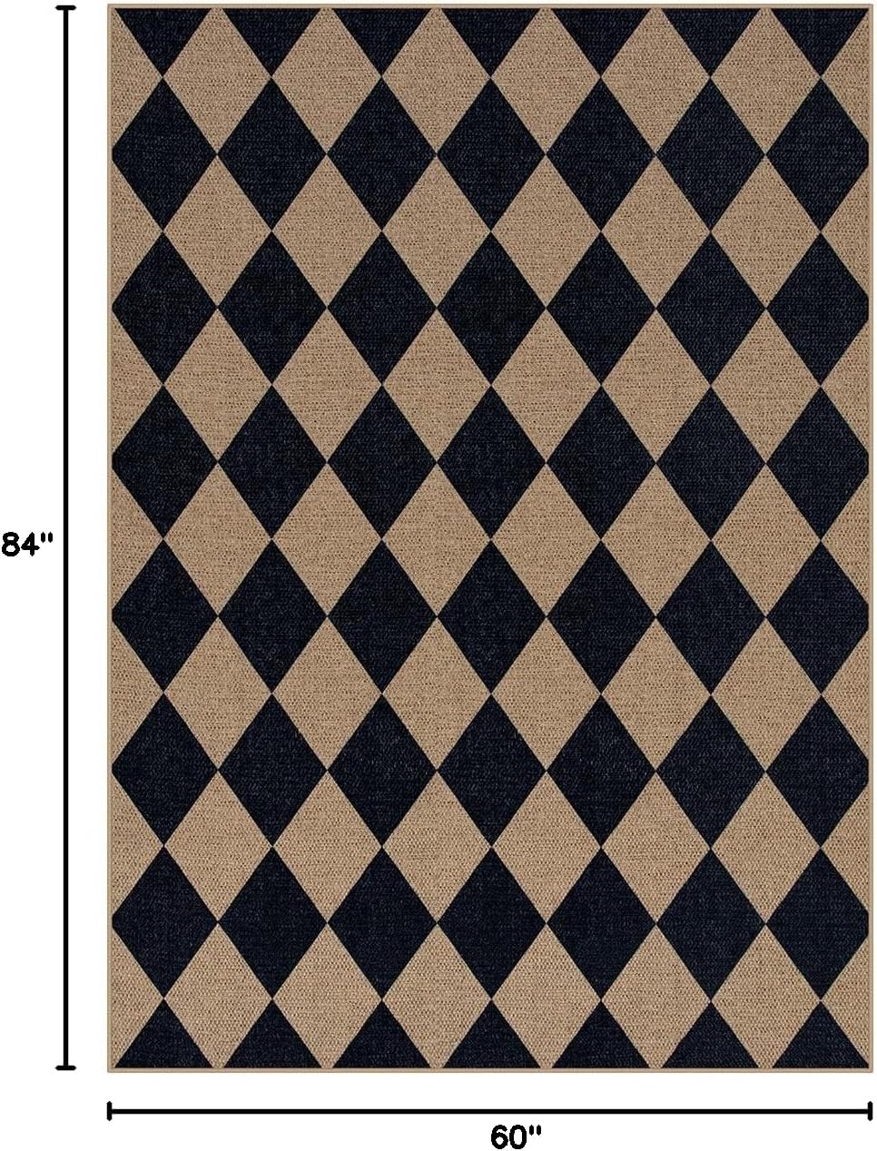 Lahome Checkered Easy Jute 5x7 Outdoor Rug, Washable Rugs for Living Room