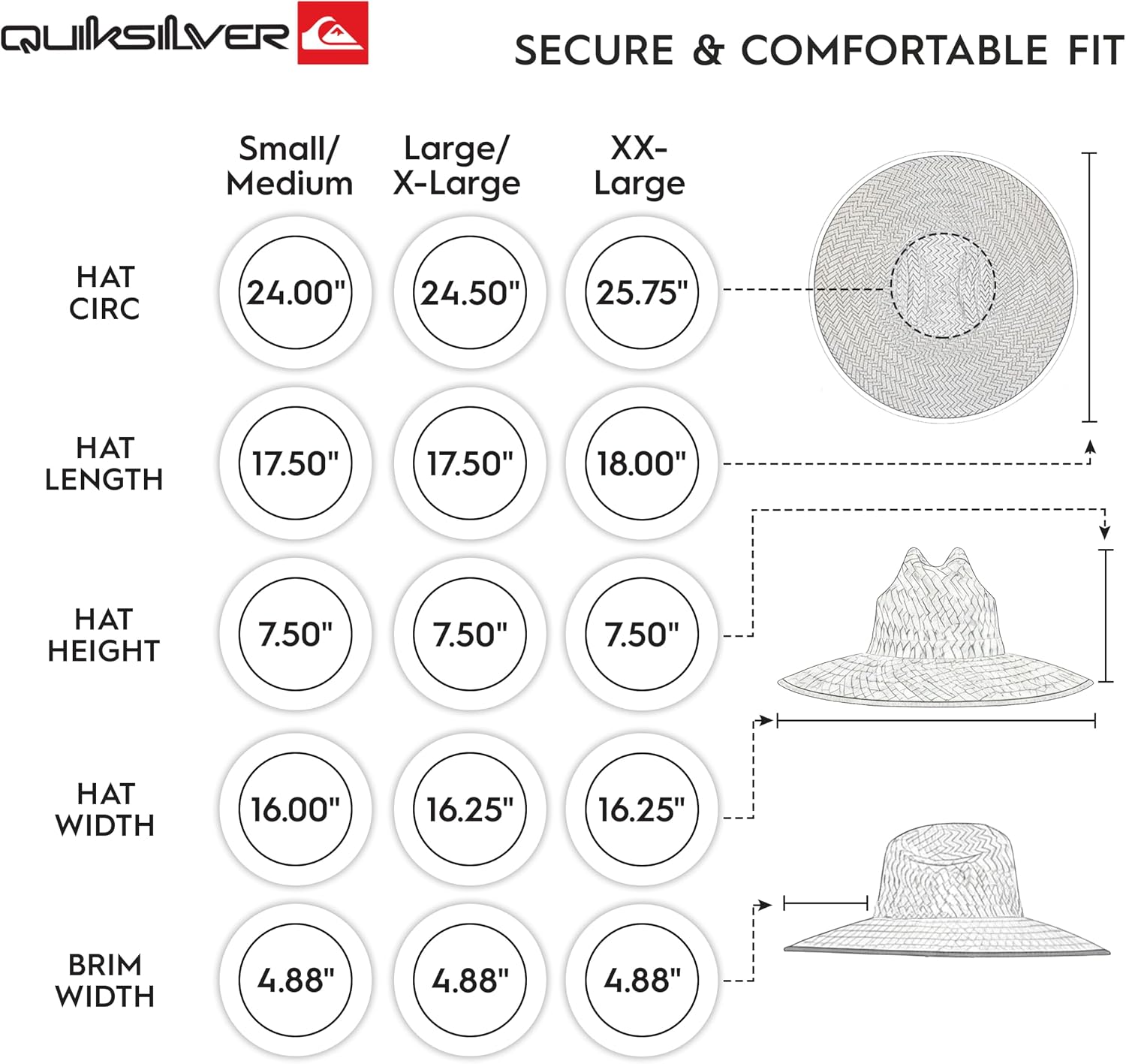 Quiksilver Men's Wide Brim Outdoor Lifeguard Straw Sun Hat